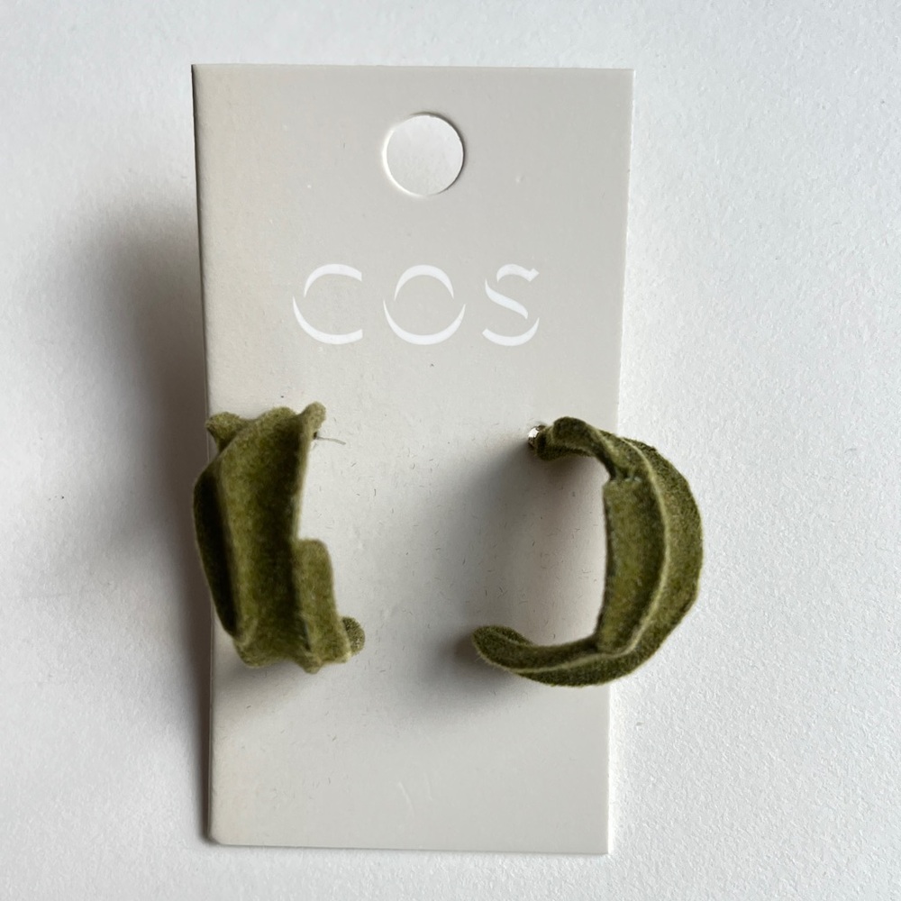 COS Olive Green Velvet Earrings